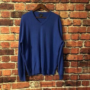Club Room Size Large V Neck Blue 100% Cashmere Sweater